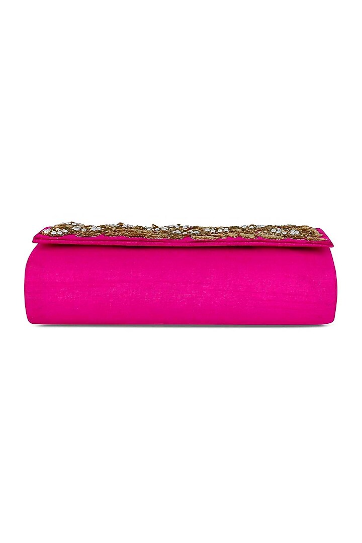 Pink Hand Embroidered Clutch by The Purple Sack at Pernia's Pop Up Shop