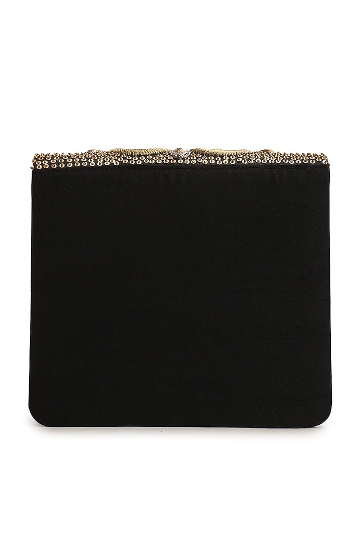 Black & Gold Hand Embroidered Clutch by The Purple Sack at Pernia's Pop Up Shop