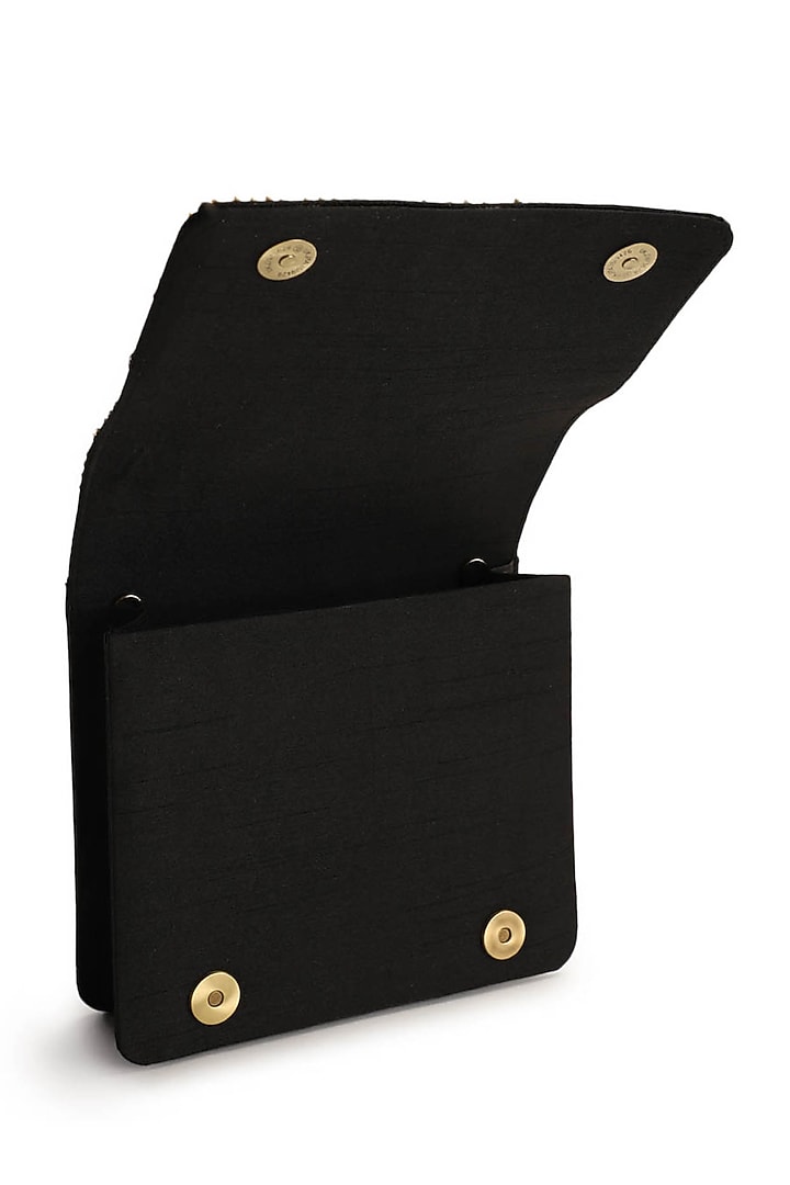 Black & Gold Hand Embroidered Clutch by The Purple Sack at Pernia's Pop Up Shop