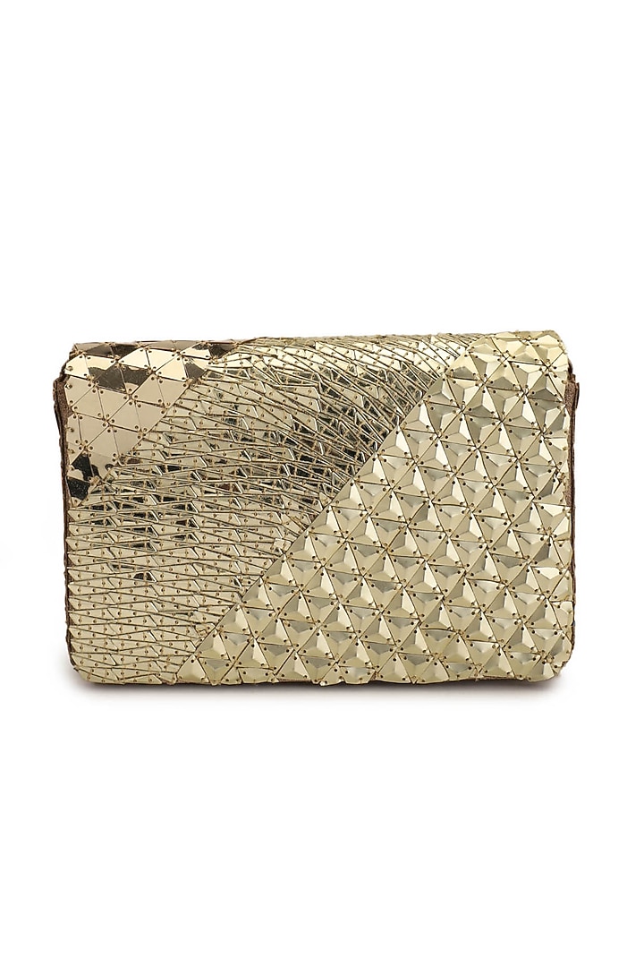 Golden Sequins Hand Embroidered Clutch by The Purple Sack at Pernia's Pop Up Shop