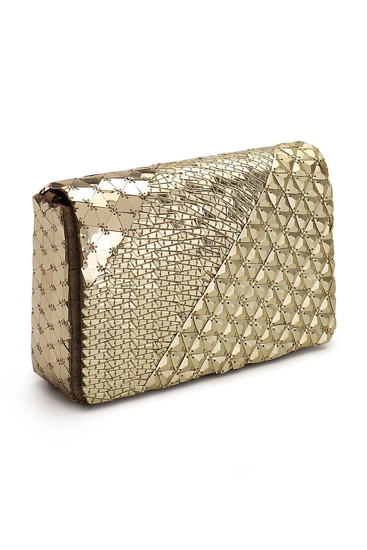 Golden Sequins Hand Embroidered Clutch by The Purple Sack at Pernia's Pop Up Shop