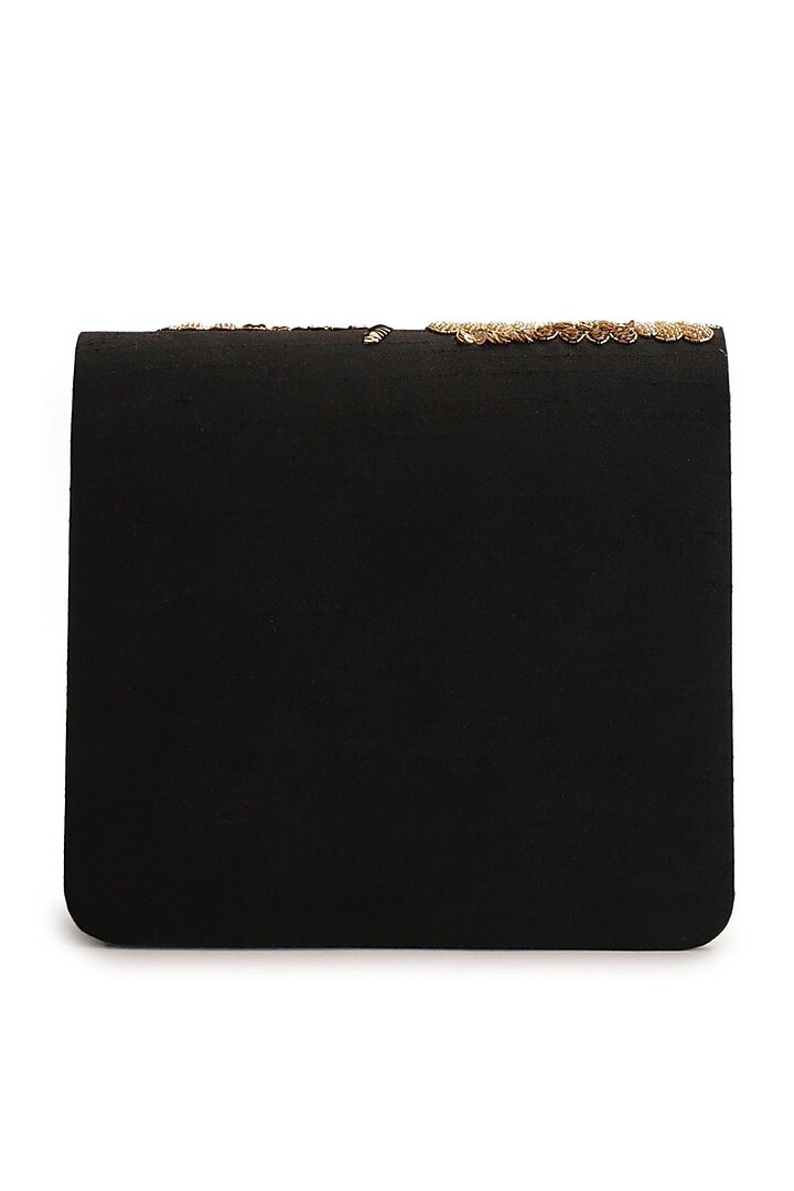 Gold & Black Hand Embroidered Clutch by The Purple Sack at Pernia's Pop Up Shop