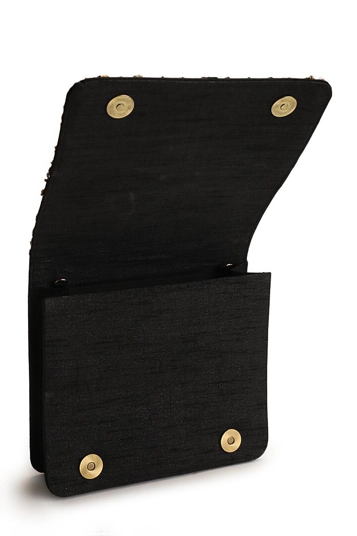Gold & Black Hand Embroidered Clutch by The Purple Sack at Pernia's Pop Up Shop