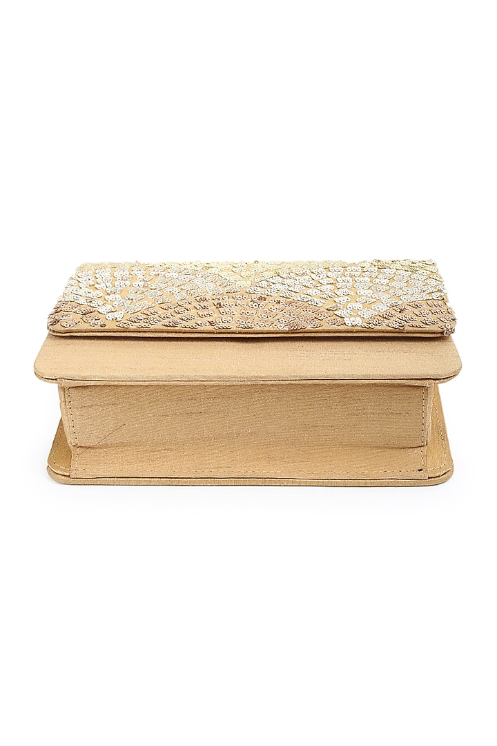 Gold Sequins Hand Embroidered Clutch by The Purple Sack at Pernia's Pop Up Shop