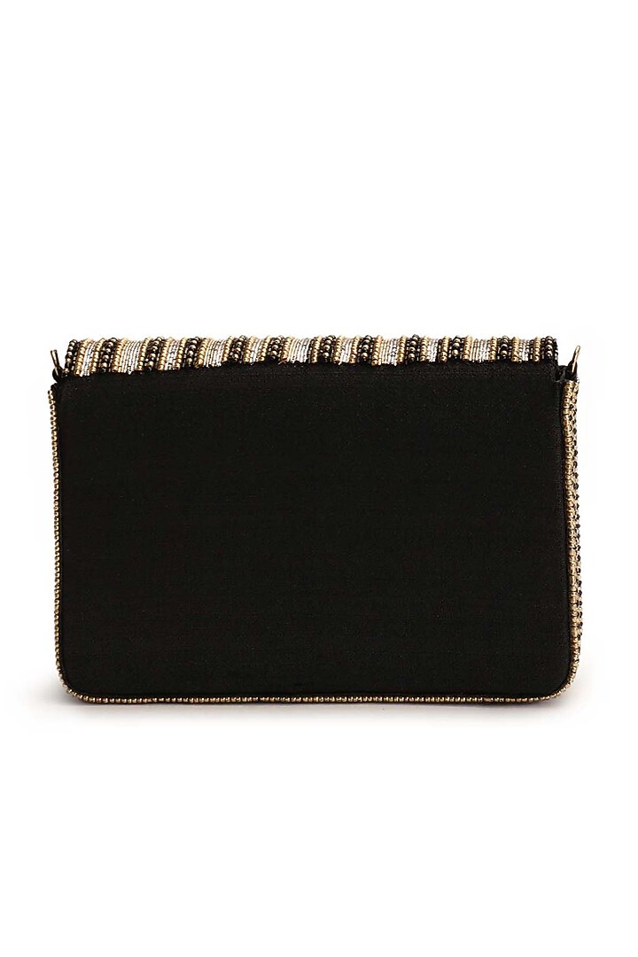 Black Hand Embroidered Clutch by The Purple Sack at Pernia's Pop Up Shop