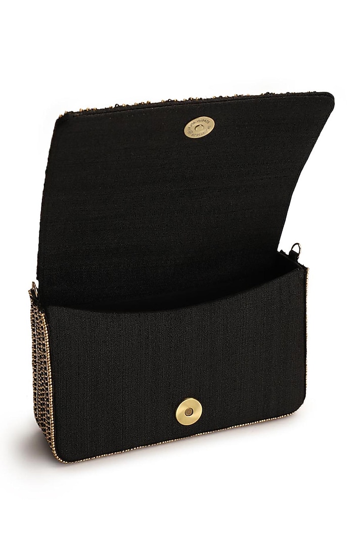 Black Hand Embroidered Clutch by The Purple Sack at Pernia's Pop Up Shop