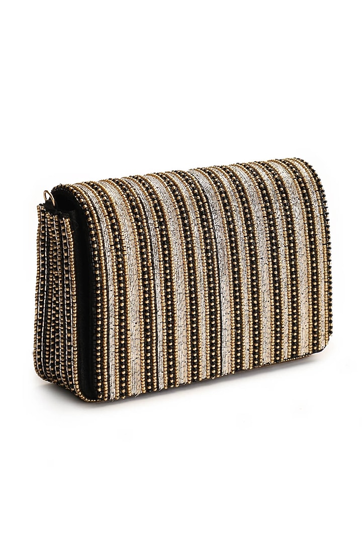 Black Hand Embroidered Clutch by The Purple Sack at Pernia's Pop Up Shop