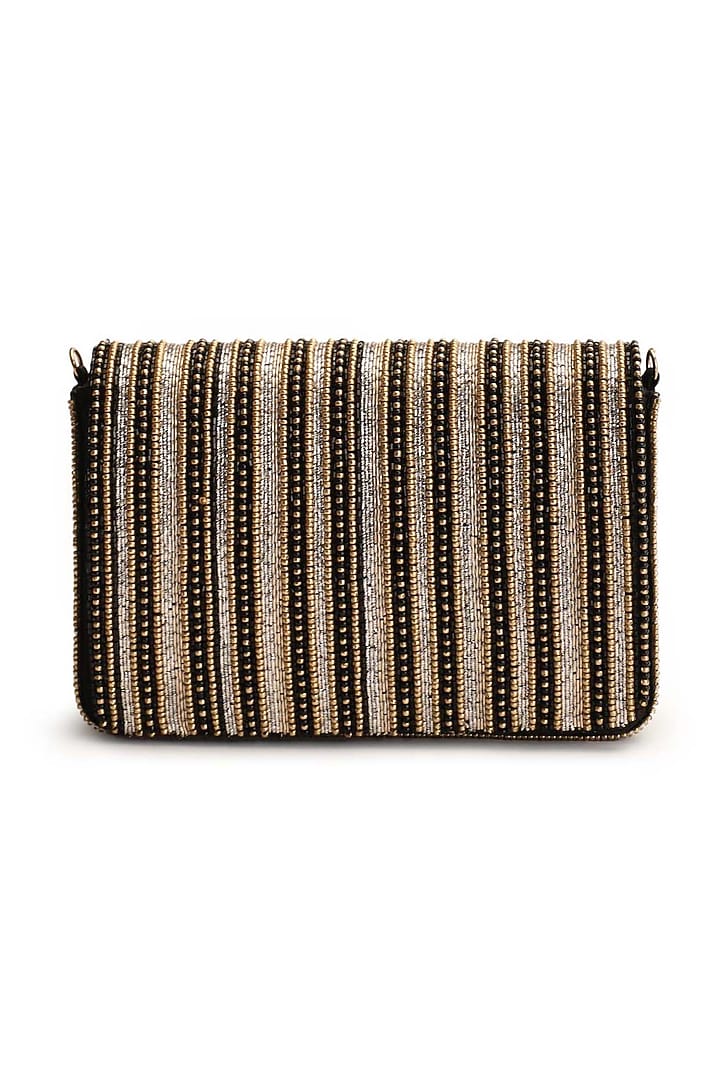 Black Hand Embroidered Clutch by The Purple Sack at Pernia's Pop Up Shop