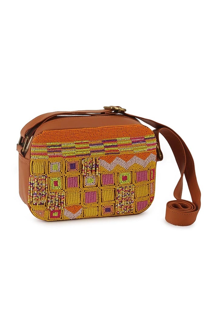 Multi Colored Hand Embroidered Bohemian Sling Bag by The Purple Sack at Pernia's Pop Up Shop