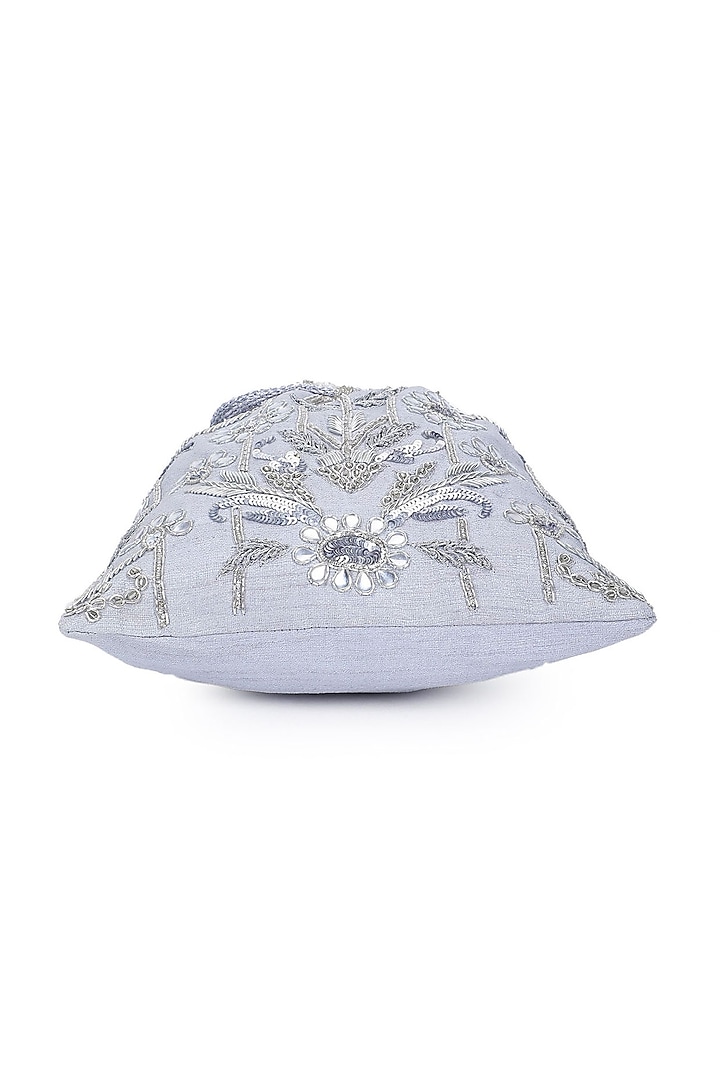 Silver Hand Embroidered Potli by The Purple Sack at Pernia's Pop Up Shop