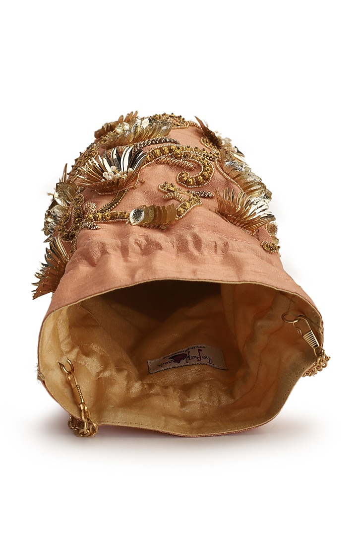Coral Hand Embroidered Potli by The Purple Sack at Pernia's Pop Up Shop