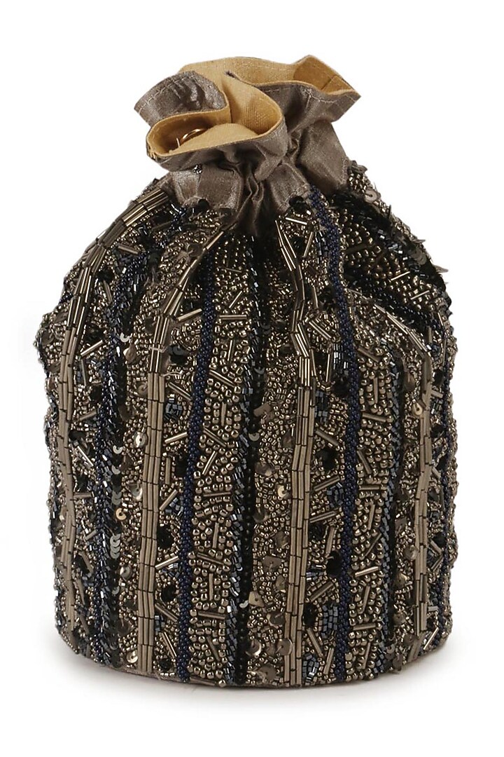 Multi Colored Hand Embroidered Potli With Detachable Sling Chain by The Purple Sack at Pernia's Pop Up Shop