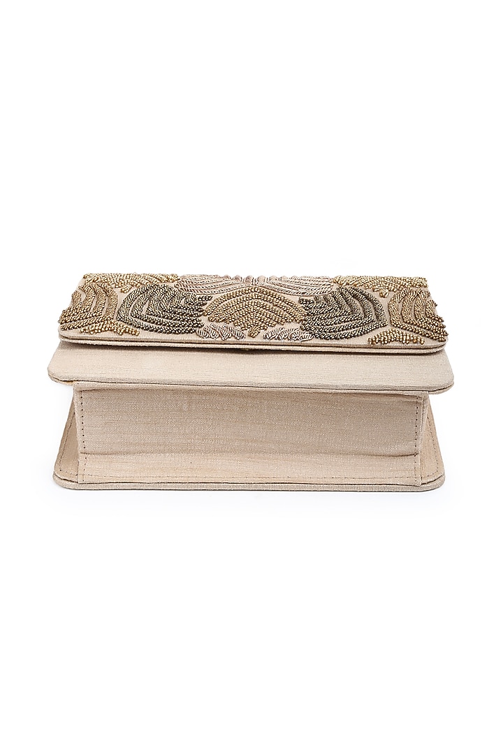 Gold Hand Embroidered Clutch by The Purple Sack at Pernia's Pop Up Shop