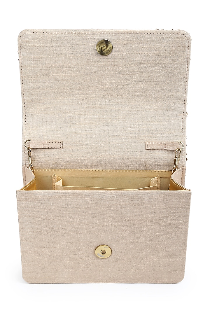 Gold Hand Embroidered Clutch by The Purple Sack at Pernia's Pop Up Shop