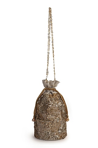 Gold Hand Embroidered Potli by The Purple Sack