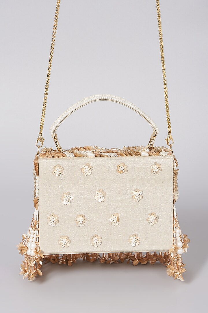 Gold Hand Embroidered Clutch by The Purple Sack at Pernia's Pop Up Shop