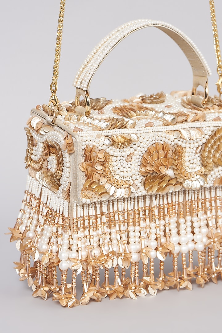 Gold Hand Embroidered Clutch by The Purple Sack at Pernia's Pop Up Shop