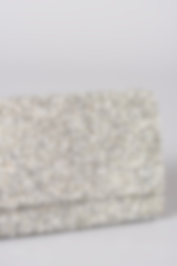 Silver Beaded Indowestern Clutch by The Purple Sack at Pernia's Pop Up Shop