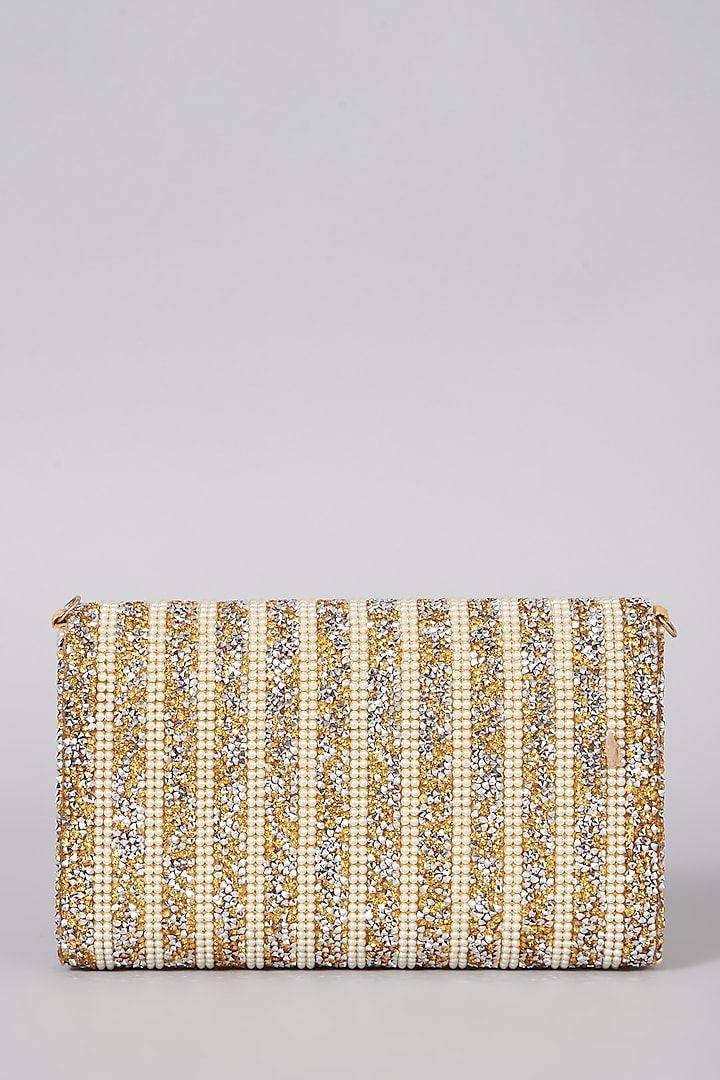 Golden Indowestern Clutch by The Purple Sack at Pernia's Pop Up Shop