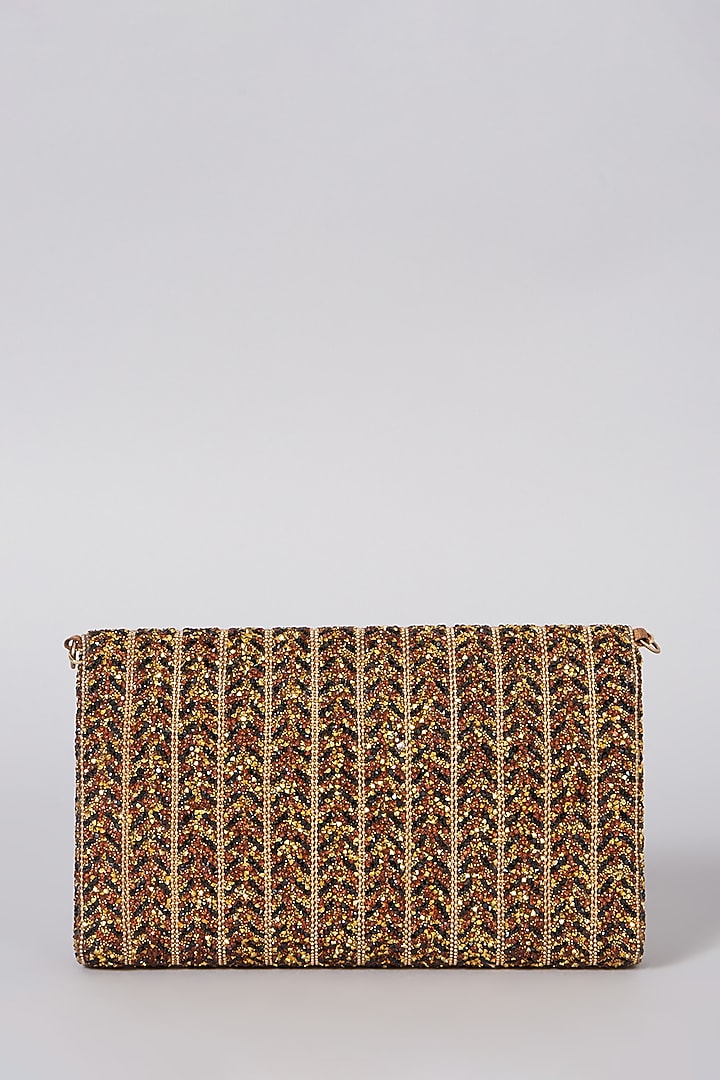 Gold Clutch With Sling Chain by The Purple Sack at Pernia's Pop Up Shop