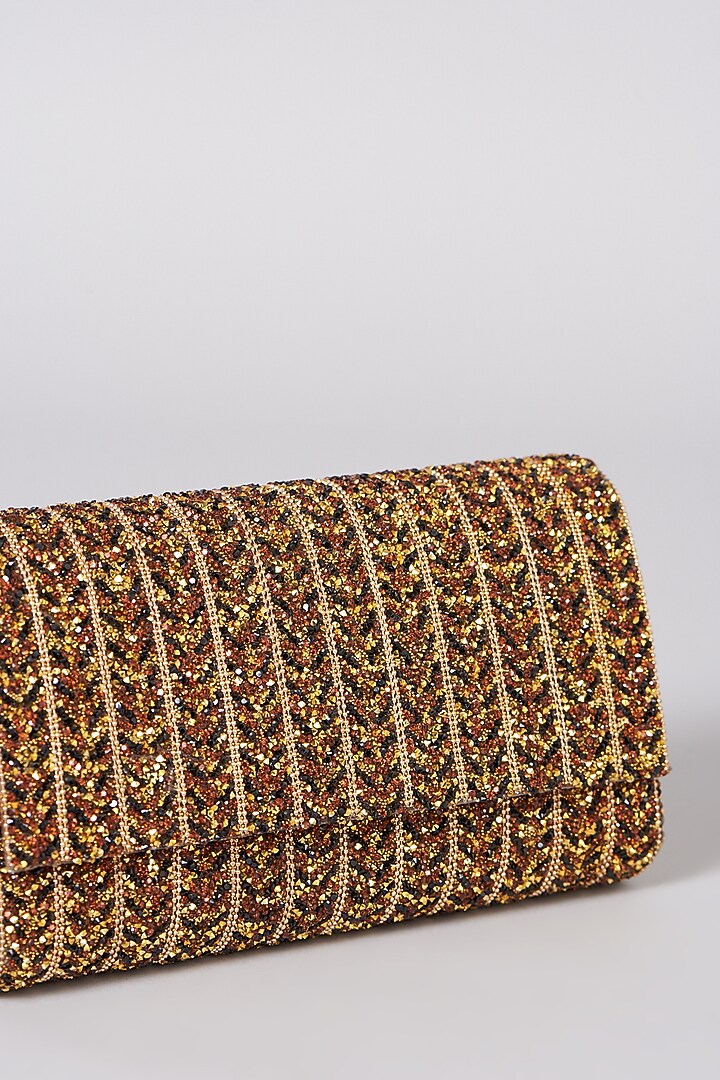 Gold Clutch With Sling Chain by The Purple Sack at Pernia's Pop Up Shop