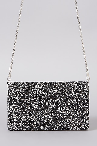 Black Clutch With Sling Chain by The Purple Sack