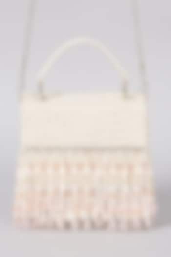 White Hand Embroidered Clutch by The Purple Sack at Pernia's Pop Up Shop