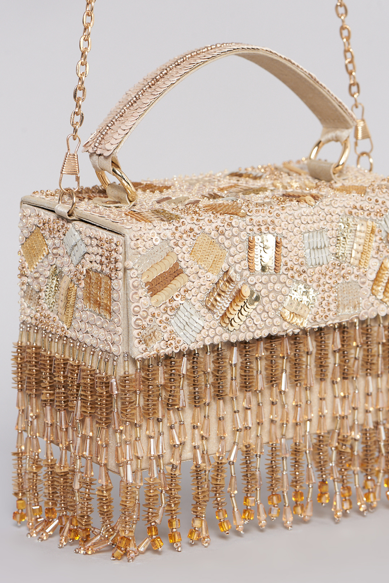 Gold Hand Embroidered Clutch by The Purple Sack