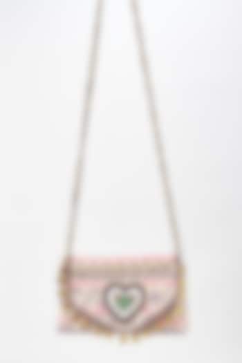 Multi-Colored Raw Silk Hand Embroidered Clutch by The Purple Sack at Pernia's Pop Up Shop