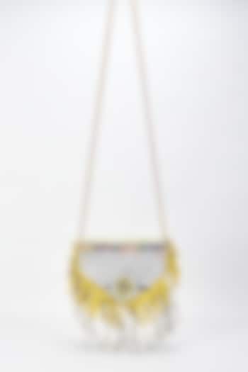 Multi-Colored Leatherite Hand Embroidered Handbag by The Purple Sack at Pernia's Pop Up Shop