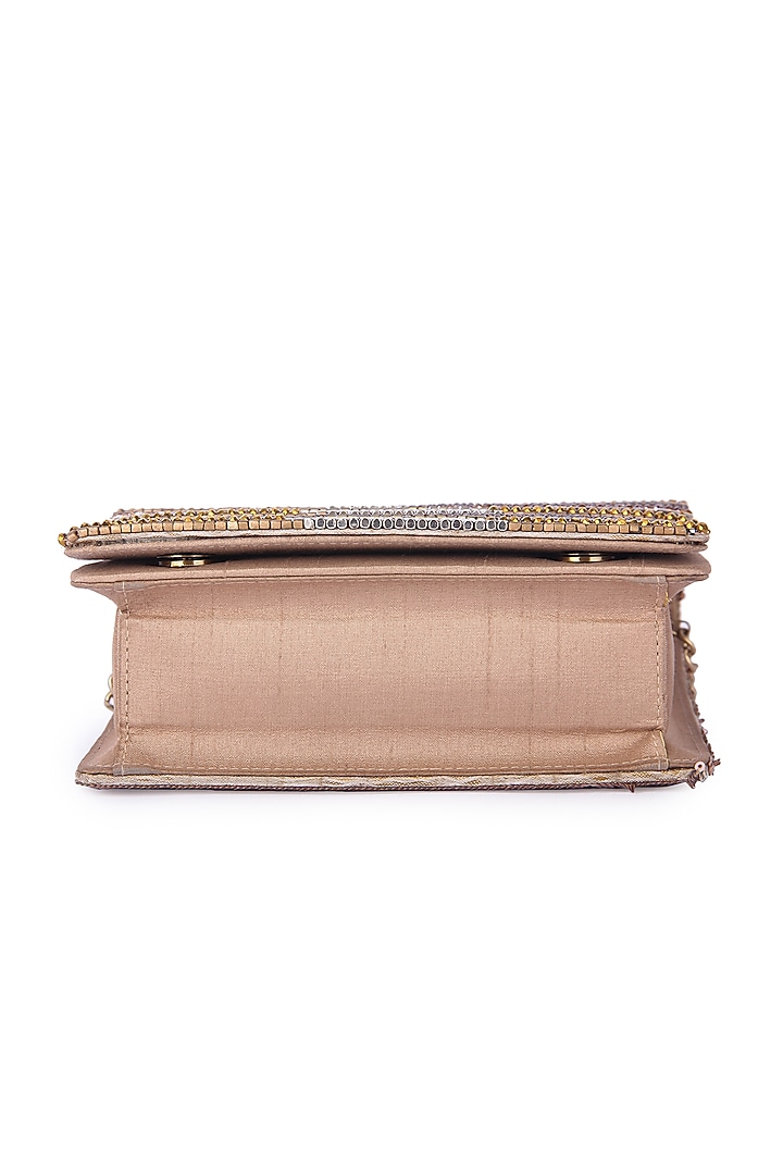 Multi-Colored Dupion Silk Hand Embroidered Clutch Bag by The Purple Sack at Pernia's Pop Up Shop