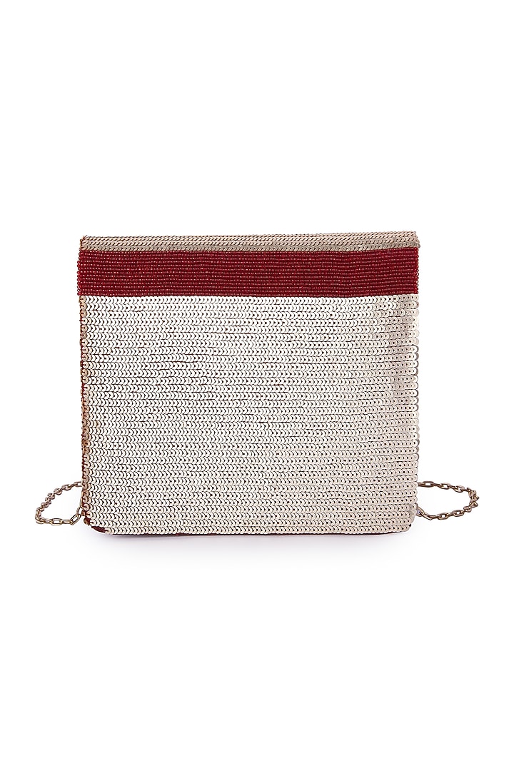 Multi-Colored Dupion Silk Hand Embroidered Clutch Bag by The Purple Sack at Pernia's Pop Up Shop