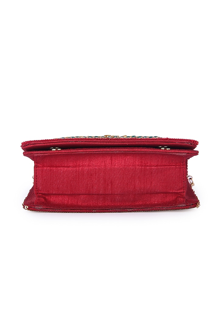 Multi-Colored Dupion Silk Hand Embroidered Clutch Bag by The Purple Sack at Pernia's Pop Up Shop