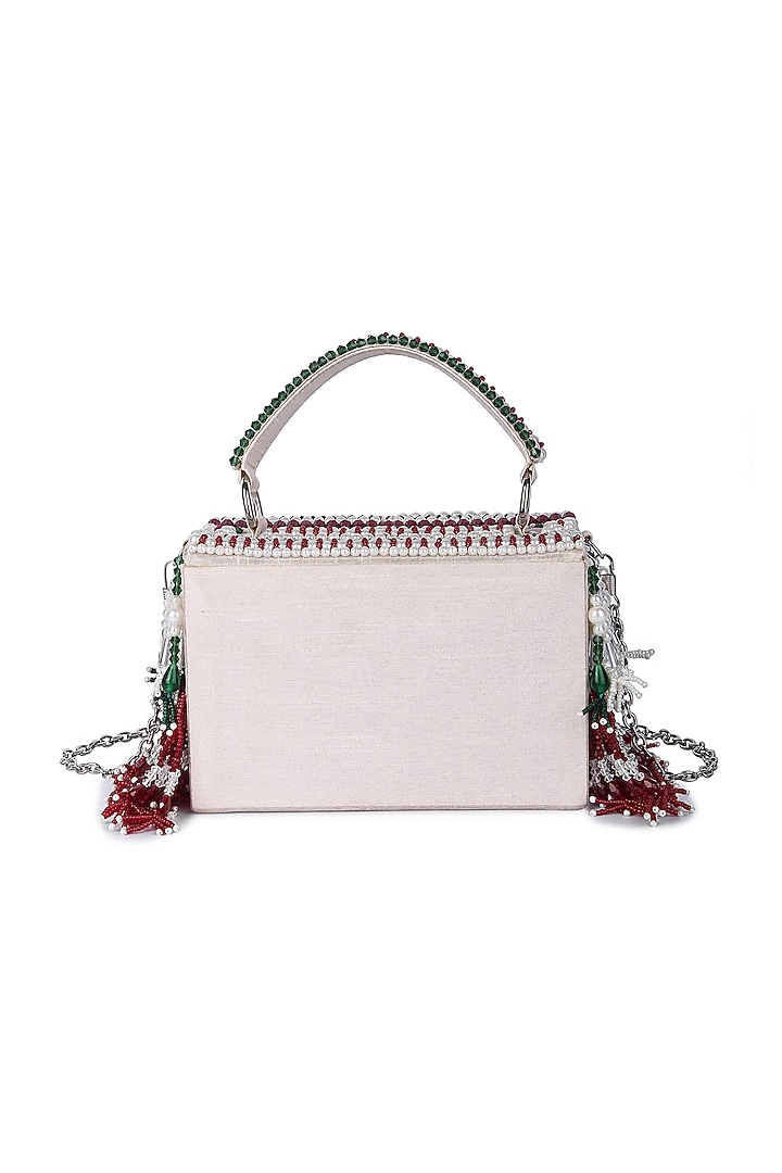 Multi-Colored Dupion Silk Hand Embroidered Clutch Bag by The Purple Sack at Pernia's Pop Up Shop