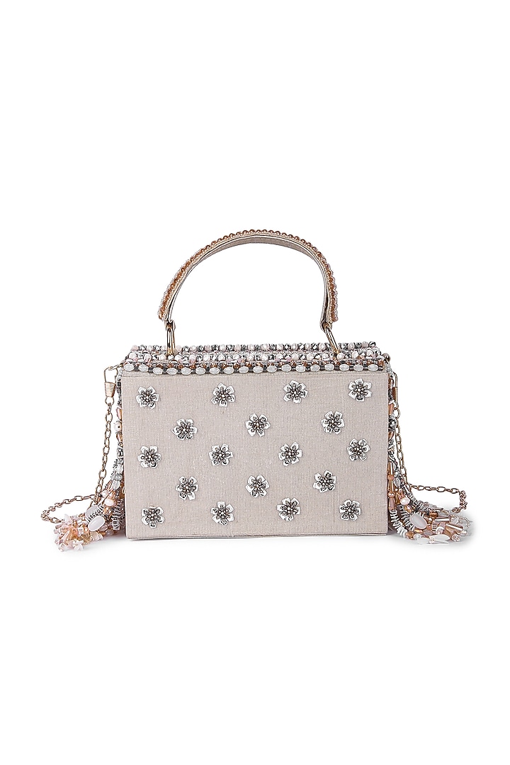 Multi-Colored Dupion Silk Hand Embroidered Clutch Bag by The Purple Sack at Pernia's Pop Up Shop