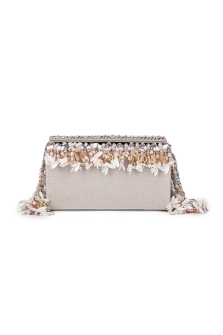 Multi-Colored Dupion Silk Hand Embroidered Clutch Bag by The Purple Sack at Pernia's Pop Up Shop