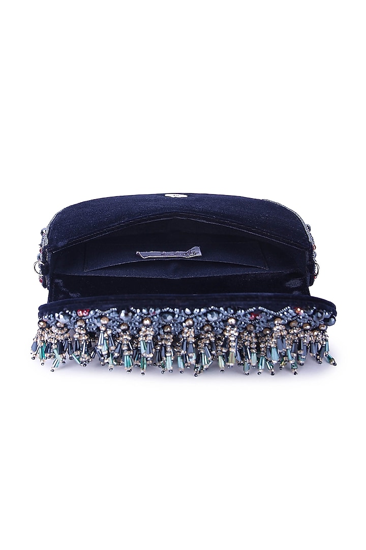 Multi-Colored Dupion Silk Hand Embroidered Clutch Bag by The Purple Sack at Pernia's Pop Up Shop