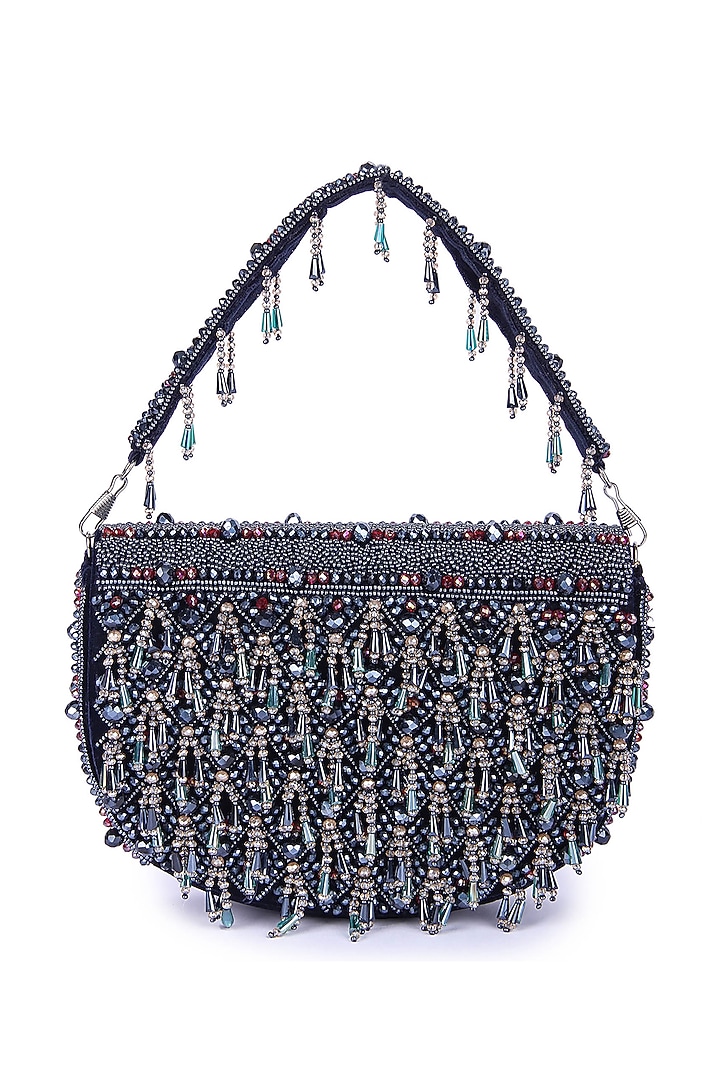 Multi-Colored Dupion Silk Hand Embroidered Clutch Bag by The Purple Sack at Pernia's Pop Up Shop