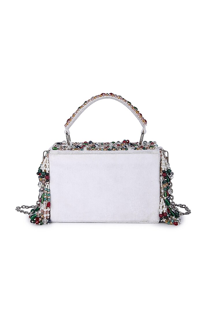 Multi-Colored Dupion Silk Hand Embroidered Clutch Bag by The Purple Sack at Pernia's Pop Up Shop