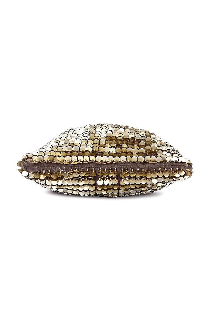 Gold Velvet Hand Embroidered Potli by The Purple Sack at Pernia's Pop Up Shop
