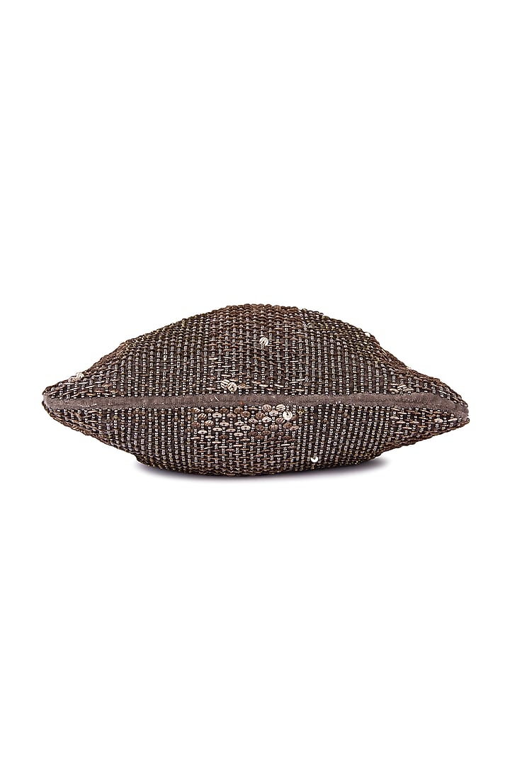 Grey Velvet Hand Embroidered Potli by The Purple Sack at Pernia's Pop Up Shop
