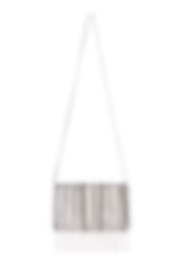 Silver Satin Hand Embroidered Clutch by The Purple Sack at Pernia's Pop Up Shop