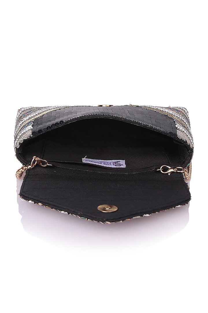 Multi-Colored Satin Hand Embroidered Clutch by The Purple Sack at Pernia's Pop Up Shop