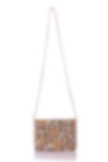 Brown Satin Hand Embroidered Clutch by The Purple Sack at Pernia's Pop Up Shop
