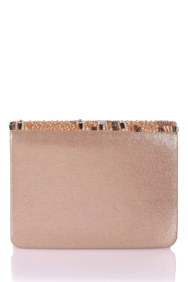 Brown Satin Hand Embroidered Clutch by The Purple Sack at Pernia's Pop Up Shop