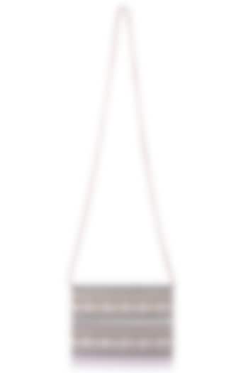 Beige Satin Hand Embroidered Clutch by The Purple Sack at Pernia's Pop Up Shop