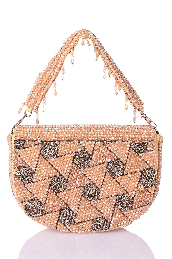 Gold Satin Hand Embroidered Clutch by The Purple Sack at Pernia's Pop Up Shop