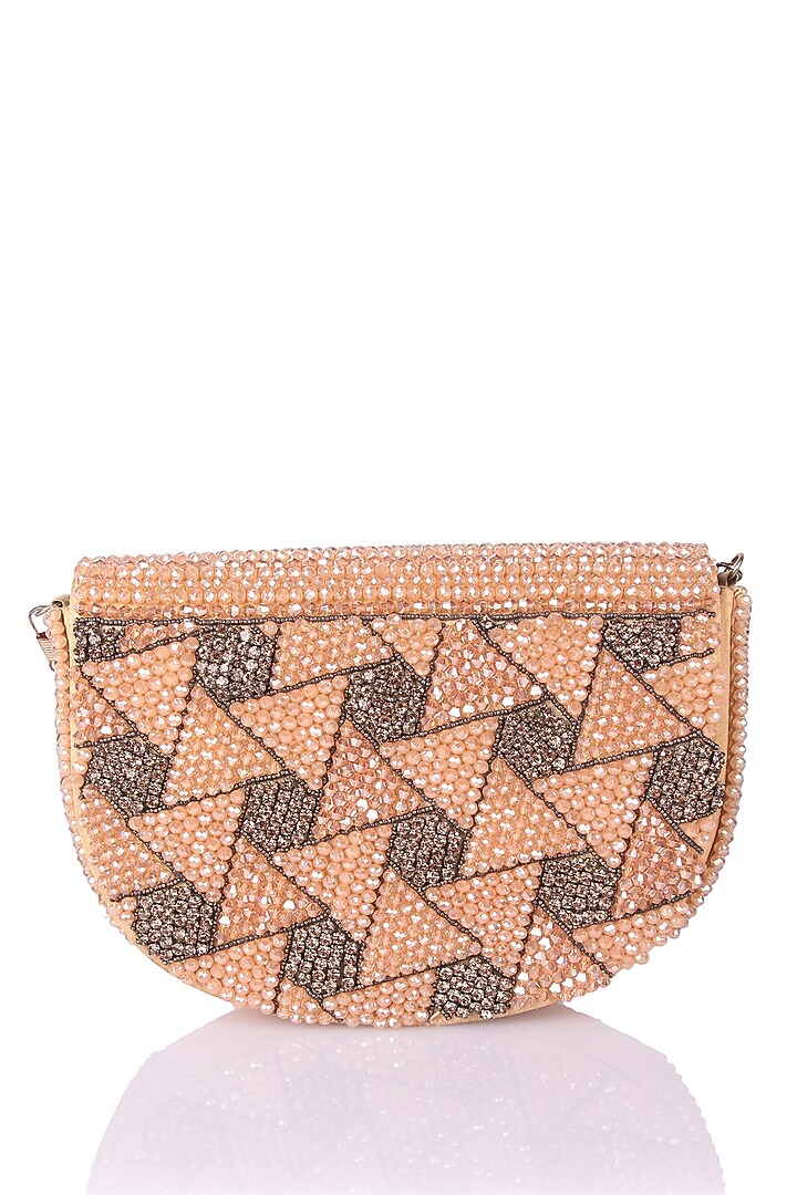 Gold Satin Hand Embroidered Clutch by The Purple Sack at Pernia's Pop Up Shop