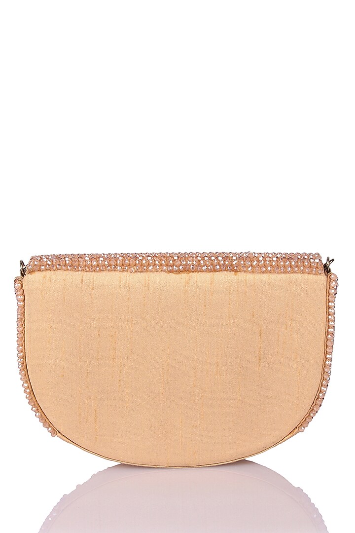 Gold Satin Hand Embroidered Clutch by The Purple Sack at Pernia's Pop Up Shop