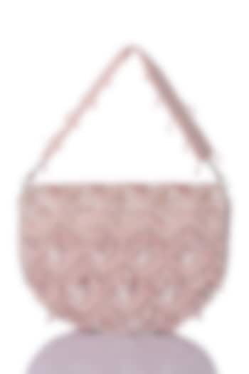 Pink Satin Hand Embroidered Clutch by The Purple Sack at Pernia's Pop Up Shop
